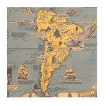 Poster Map of the Wonders of the World, antiqued paper, 68.5 x 51.5 cm